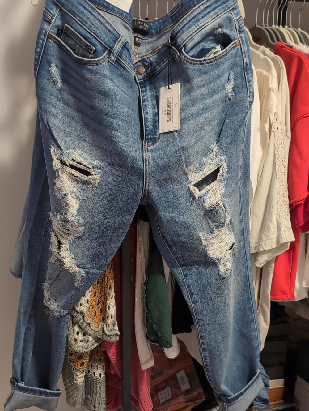 Judy Blue Medium Wash Distressed Boyfriend Jeans